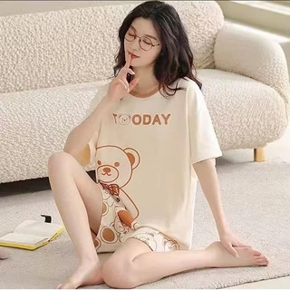 Bán Chạy Bộ Đồ Ngủ Nữ Mùa Hè Ngắn Tay Quần Short Phù Hợp Với Cô Gái Sinh Viên Hoạt Hình Dễ Thương Mùa Hè Homewear