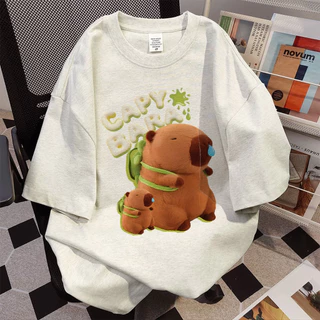 Áo phông nữ xám ghi capybara cute áo thun tay ngắn cổ tròn local brand outerity 100% cotton SALMO Y1441