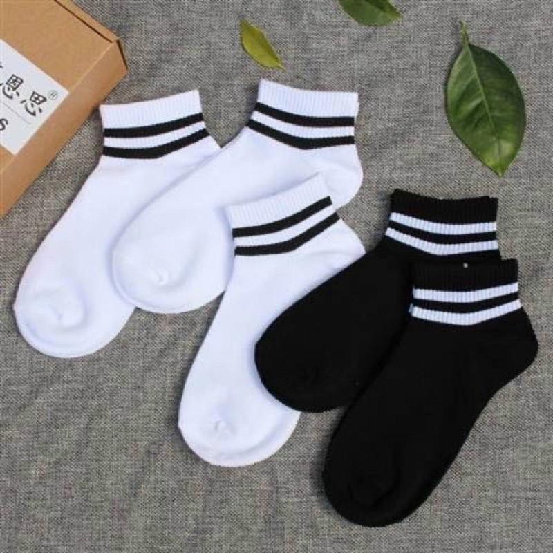 [Siêu Sale] Combo 10 Đôi Tất Nam/Nữ Cổ Cao Kẻ Đen Trắng Trơn Kháng Khuẩn Co Giãn Tốt, Thoáng Khí, Không Hôi Chân