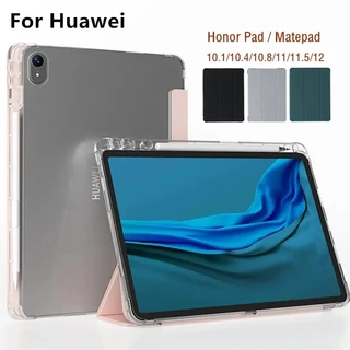 Ốp điện thoại Trong Suốt Cho Huawei Matepad Air 11.5 Pro 11 2023 SE 10.4 T10S Trifold Da PU Mềm Lưng Đứng Máy Tính Bảng Tự Động Ngủ / Wake Slim Tri-Fold Bao Có Giá Đỡ Bút Chì