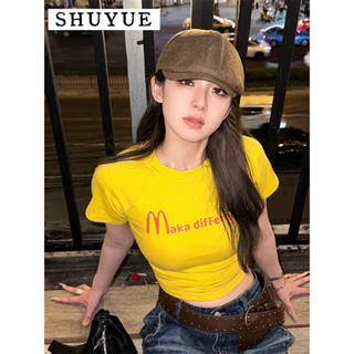 SHUYUE áo phông áo thun nữ croptop baby tee xu hướng INS Trendy Comfortable WTX2440X5A 17Z240423