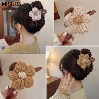 MISUPS Mũ Nữ, Len Dệt Hoa Tóc Cá Mập, Thời Trang Cô Gái Accessorize Sang Trọng Retro Cá Mập Kẹp Nữ