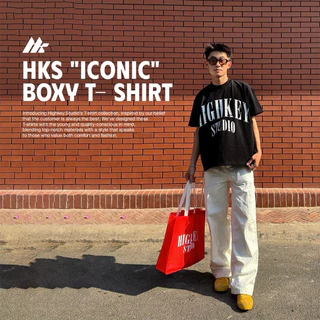 2024Áo thun Highkey Studio "Iconic" Boxy T-Shirt Local Brand Unisex Nam nữ Oversize cotton 280gsm (Mua áo tặng kèm túi t