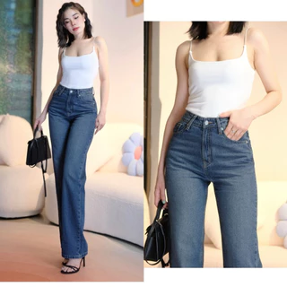 Quần Jean Ống Suông Xuất Khẩu , Quần Jean Nữ Vải Cotton Siêu Mềm Thoáng Mát, hàng cao cấp XK02