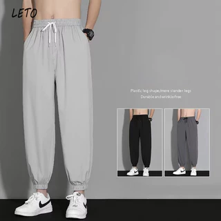 Quần nỉ màu trơn LETO dành cho nam, quần legging, quần âu dáng rộng, thời trang và đa năng dành cho nam