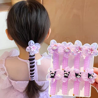 scrunchies cột tóc dây cột tóc phụ kiện tóc dây buộc tóc  Cô Gái Ngọt Ngào Trẻ Em Hoạt Hình Kuromi Đường Dây Điện Thoại Tóc Bé Gái Không Làm Tổn Thương Tóc Mũ Đội Đầu Bện Dây Bướm