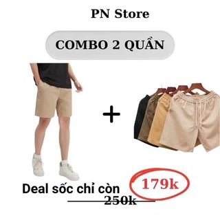 Combo2 quần short kaki PN.Store1993 fom chên gối trẻ chung vải kaki k giãn Menswear Nam