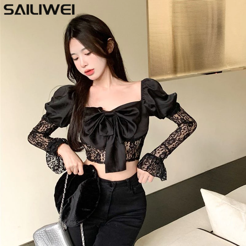 SAILIWEI áo sơ mi nữ áo kiểu hàn quốc Định hình xu hướng trendy phong cách rực rỡ WCS2450KZH 20Z240512