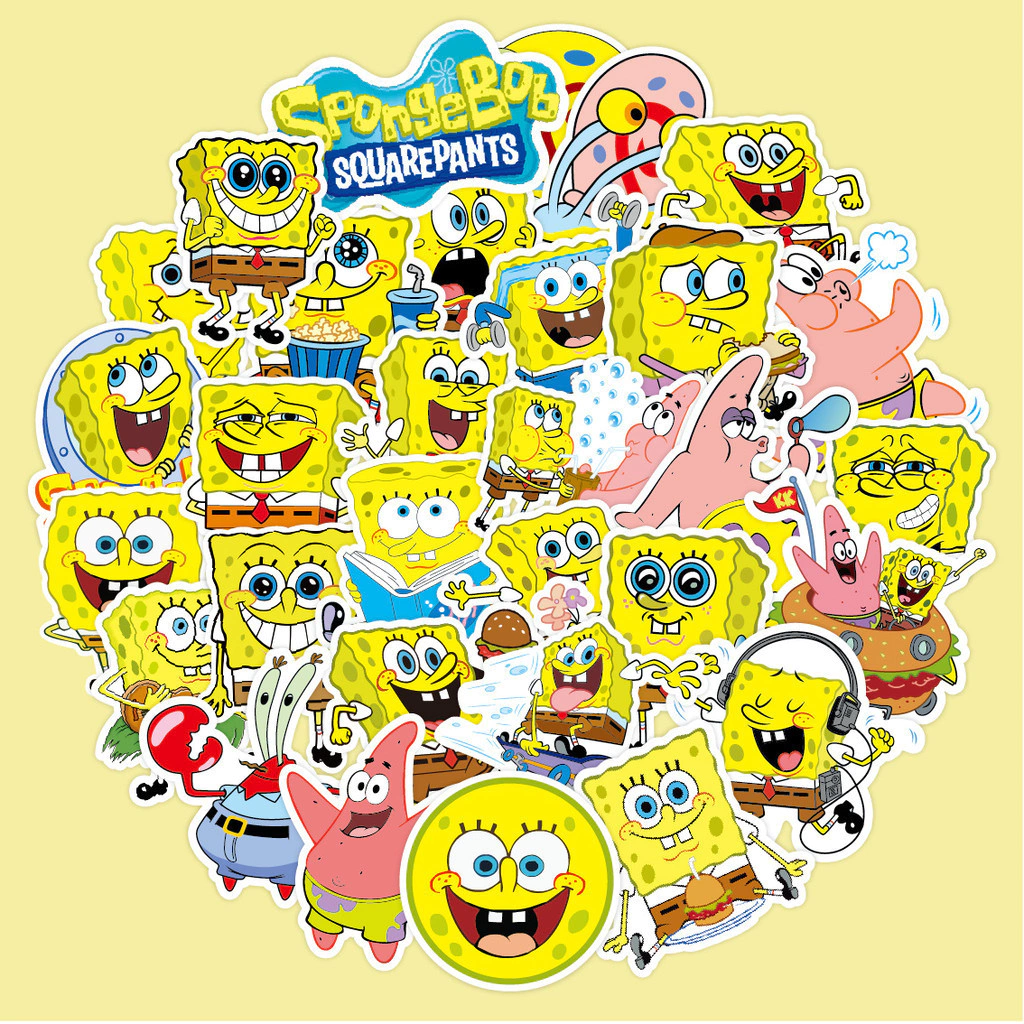 Bộ 50 Miếng Dán SpongeBob DIY Hoạt Hình Anime Xe Đạp Máy Tính Xách Tay Cốc Nước Hành Lý Miếng Dán