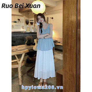 Váy nữ Ruo Bei Xuân Mới Đơn Giản Đơn Giản Màu Trơn Phù Hợp Với Váy