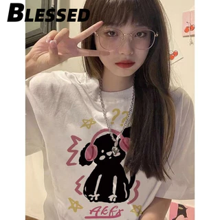 Blessed áo phông áo thun nữ croptop baby tee Cổ điển phổ biến Thời trang Xu hướng WCS2440DWC 23Z240606