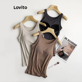 Áo kiểu Lovito màu trơn có mút lót ngực phong cách thể thao dành cho nữ LNL50204