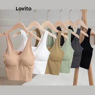 Áo ngực Lovito hở lưng màu trơn phong cách thể thao cho nữ LNL50035