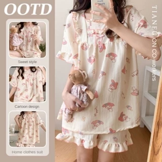 Sugemiusi Hàn Quốc ins Ngọt Ngào Nhật Bản Hoạt Hình Influencer Sợi Cotton Bộ Đồ Ngủ Nữ Phù Hợp Với