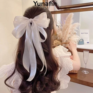 Yunafin Big Ribbon Hair Clip,Sweet Fiber Ribbon Hair Clip,Ribbon Hair Clip Phụ kiện