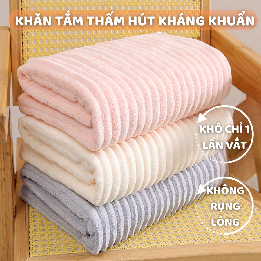 Khăn Tắm Pami Siêu Thấm Hút Nước , Khăn Mặt Sợi Cuộn To, Chất Liệu Cao Cấp Không Rụng Lông