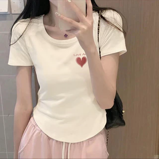 Áo baby tee Áo Thun ôm body Áo y2k Áo thun ngắn tay vai trước thiết kế nữ Niche Hot Girl Slim-Fit ngắn