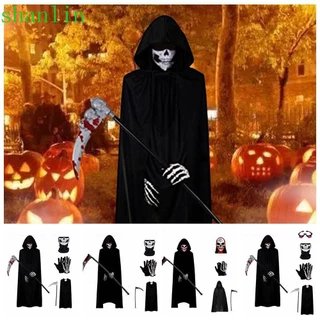 Trang phục SHANLIN Halloween Grim Reaper, Màu đen kèm găng tay Trang phục Ghost Reaper, Áo choàng đa năng chống trượt Bộ áo choàng bền bỉ tại nhà