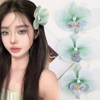 Kẹp Tóc Hoa Phalaenopsis Sweet - Kẹp Mỏ Vịt Hàn Quốc, Thanh Lịch - Mũ Đội Đầu Barrettes Bé Gái - Kẹp Tóc Bên Hoa Lan - Phụ Kiện Tóc