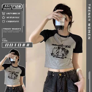 Áo thun nữ Alika y2k tay ngắn dáng rộng Hàn Quốc Instagram đa năng thông thường