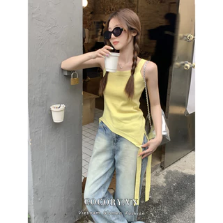 Cocorygirl Gợi Cảm Mỏng Không Đều Ren Lên Sling Vest Quần Áo Nữ Thời Trang Top