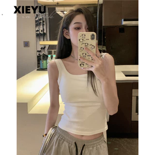 Xieyusmooth Tank Top có mút ngực ôm 3 lỗ dành cho nữ 2024 Mới