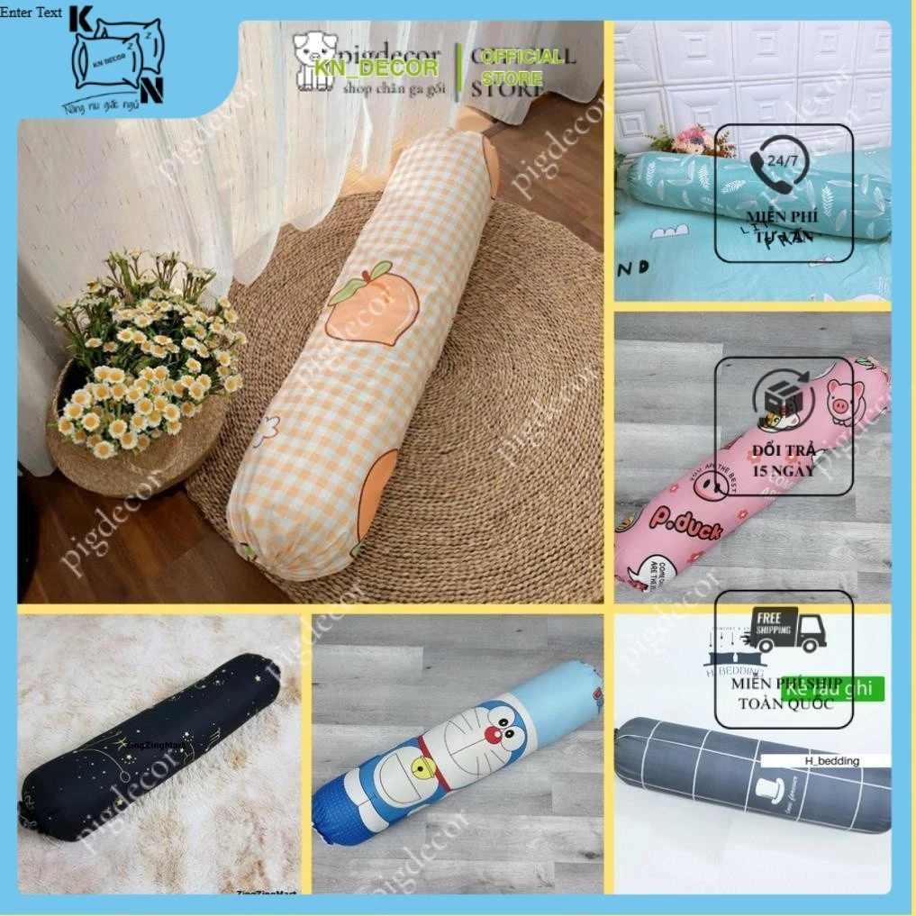 Vỏ gối ôm cotton poly nhiều mẫu đẹp dễ thương kích thước 35x100,được chọn mẫu