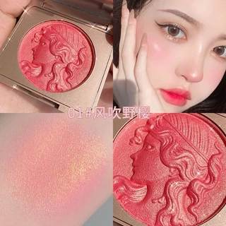 Nàng tiên nhỏ nổi tinh tế!Phấn má hồng nổi bật All-in-One Plate Contouring Powder Nàng tiên cá Ji Pearlescent Trang điểm khỏa thân tự nhiên Làm sáng da