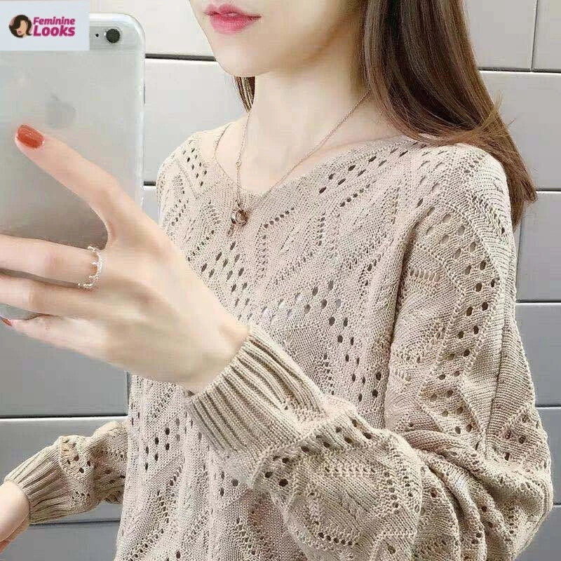 Áo sweater Cổ v Tay Dài Dáng Rộng Nrw33 Phong Cách Hàn Quốc