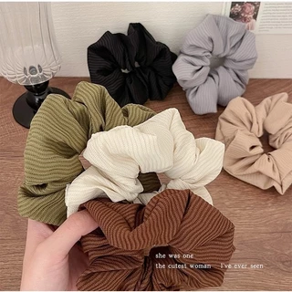 Dây buộc tóc scrunchies màu pastel trơn cao cấp LAGU set cột tóc scrunchies vải dễ thương sang trọng