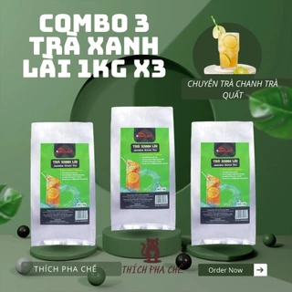 [Freeship]combo 3 trà xanh lài VINSAF 1kg nguyên liệu pha chế các loại trà chanh, trà trái cây