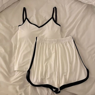 Bộ đồ ngủ treo Modal dành cho nữ có miếng đệm ngực Phong cách thể thao nhẹ nhàng mùa hè