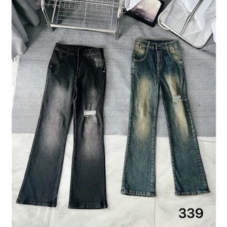 Quần Jeans Ống Loe Nữ Bigsize Kiểu Rách 1 Bên MS 339