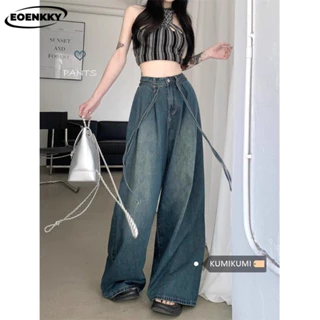  EOENKKY quần ống rộng quần nữ jean Casual Minimalist INS Dễ thương WNK24403KF 21Z240522