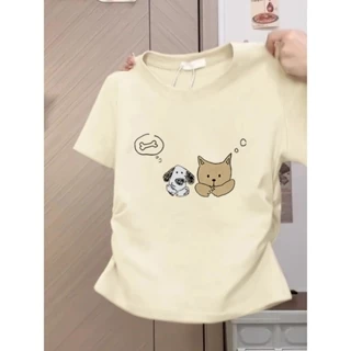 Áo baby tee Ao thun trơn form ôm babytee  Áo thun Cotton nguyên chất mùa hè Phong cách mới Slim-fit Chính hãng có nếp nhăn vai ngắn tay T @