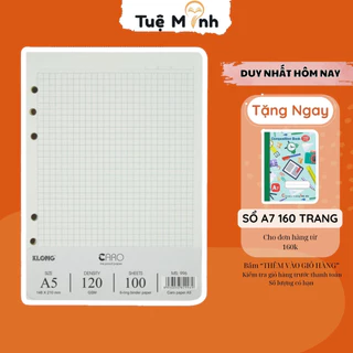 Ruột sổ còng Klong A5 100 tờ -200 trang giấy caro 5x5, giấy refill KLong MS 996
