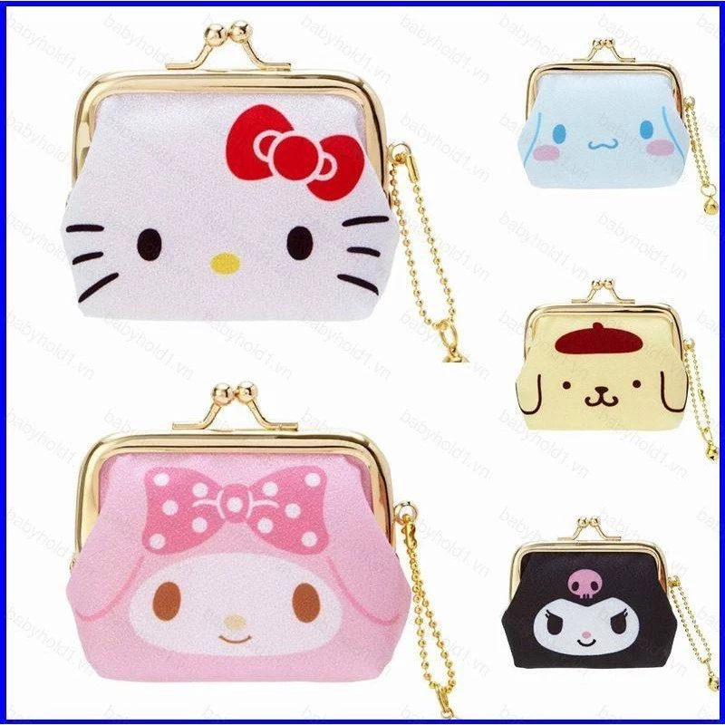 [Topmat] Sanrio HelloKitty mymelody Kuromi Quế Pompom Purin Trái tim Cô gái cá tính ví tiền xu dễ thương canvas mềm mại