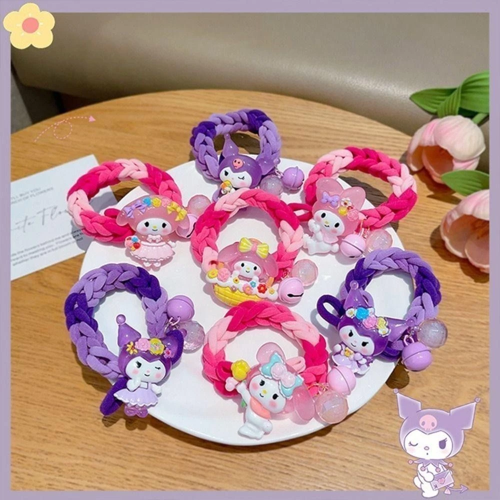 Dây Buộc Tóc Đuôi Ngựa Bé Gái Hình Kuromi, Melody, Dây Chun Buộc Tóc Co Giãn Xinh Xắn Cho Bé Yêu