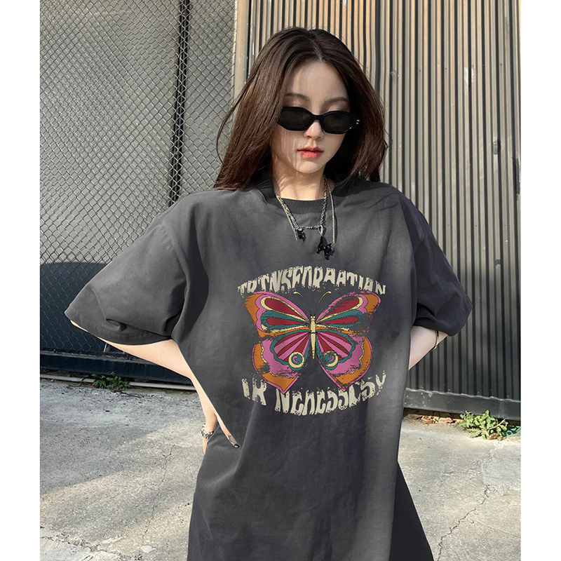 2024 Mới 100% Cotton Unisex Áo Thun Nữ Tay Ngắn Rời Plus Size 5XL Nữ Tee Baggy Nam Nữ Baggy Cổ Tròn Áo