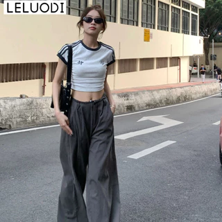 LELUODI áo phông áo thun nữ croptop baby tee phổ biến Fashion Cổ điển Stylish A29J1XW 17Z240424