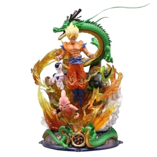 Mô Hình DragonBall Goku Quấn Rồng Đại Chiến Majinbuu , Cell , frieza - Cao 23cm - nặng 1kg - Dragon Ball