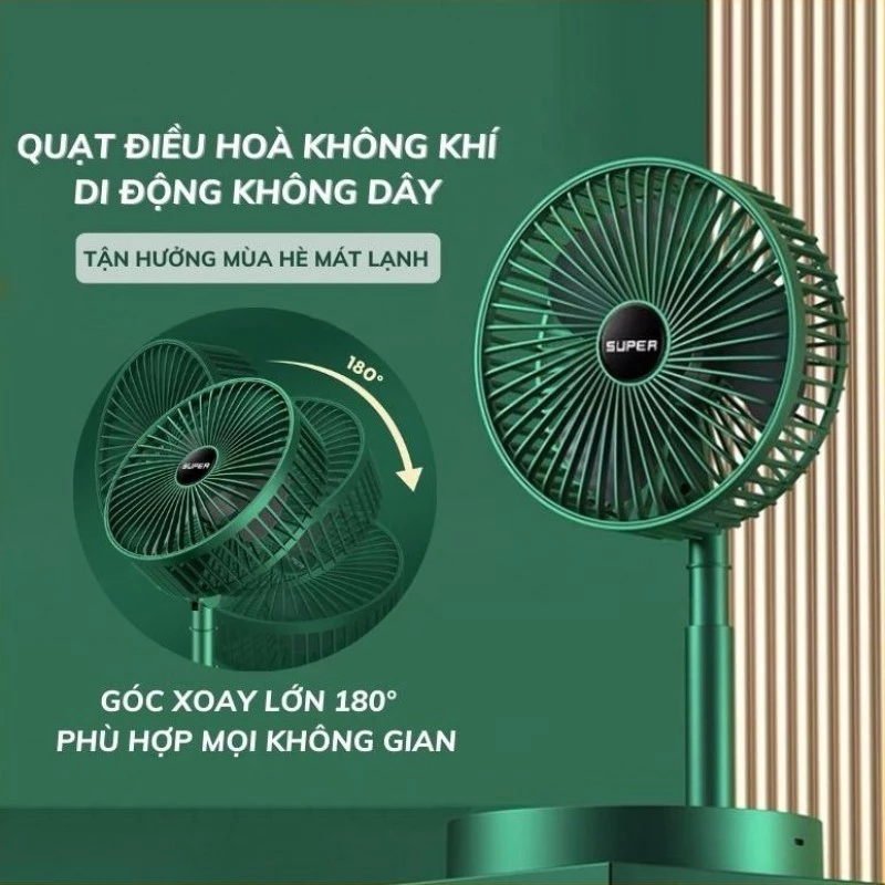 Quạt tích điện Quạt Để Bàn Gấp Gọn Có Thể Điều Chỉnh Độ Cao , 3 Tốc Độ Gió, Cổng Sạc USB Xoay 180 Độ quạt để bàn văn phò