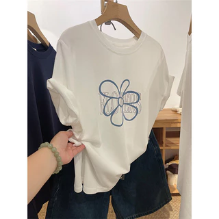 2024 Mới 100% Cotton Unisex Áo Thun Nữ Tay Ngắn Rời Plus Size 5XL Nữ Tee Baggy Nam Nữ Baggy Cổ Tròn Áo