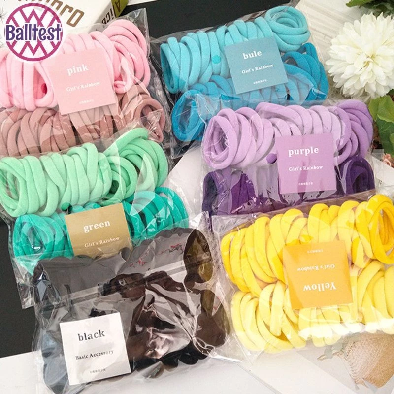 Balltest🎨Túi 50 Dây Buộc Tóc Cao Su Co Giãn Màu Sắc Ngọt Ngào Phong Cách Hàn Quốc Phụ Kiện Tóc Nữ Và Bé Gái