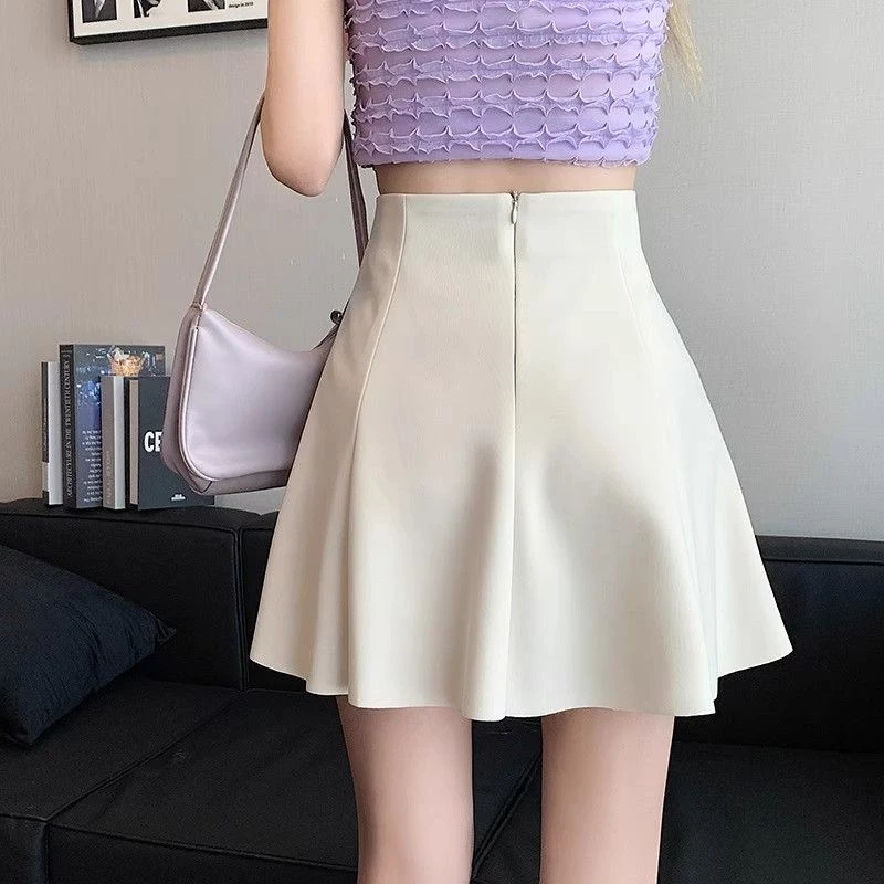 2024 New suit half skirt for women with small stature, high waist, slim appearance, pleated short skirt