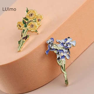 Luimo Ve Áo Pin Huy Hiệu Van Gogh Hoa Hướng Dương Iris Thổ Cẩm Mũ Hoa Pin Kim Loại Cho Quần Áo Men Chân Huy Hiệu Cho Ba Lô Quà Tặng Cho Nữ SBS