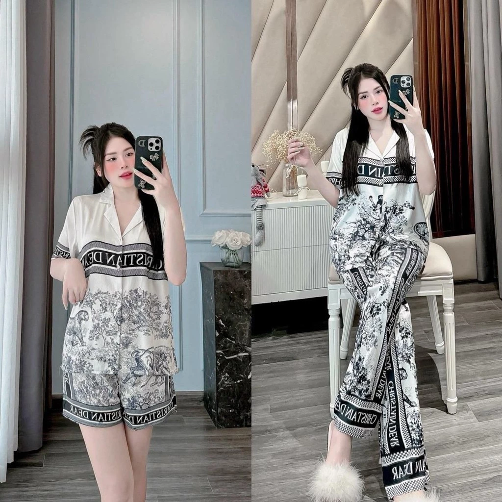 Bộ đồ Pijama Dear in full lụa gấm xước ánh kim cho Nữ sang chảnh CCD20 Sammy