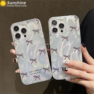 Vỏ Tương Thích Cho IPhone 11 X XR 15 14 13 12 Pro Max 7 8 SE 2020 Xs Max Cao Cấp Lông Vũ Sang Trọng Gạc Đơn Giản Nơ Dễ Thương Ốp lưng Chống Sốc Bóng Mềm Mại