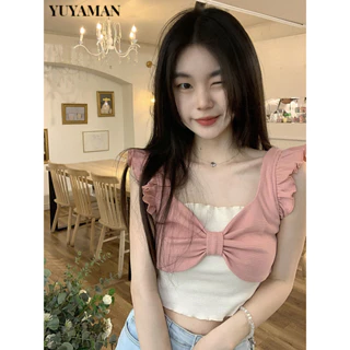 YUYAMAN áo phông áo thun nữ croptop baby tee Stylish Vintage Hàn Phong Cute MI22120255 19Z240506