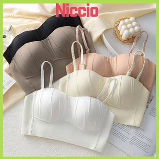 Nicio Áo ngực xếp li kiểu Pháp, Áo ngực mỏng Spandex liền mạch không dây, Áo ngực liền mạch không vòng có thể tháo rời mùa hè dành cho nữ